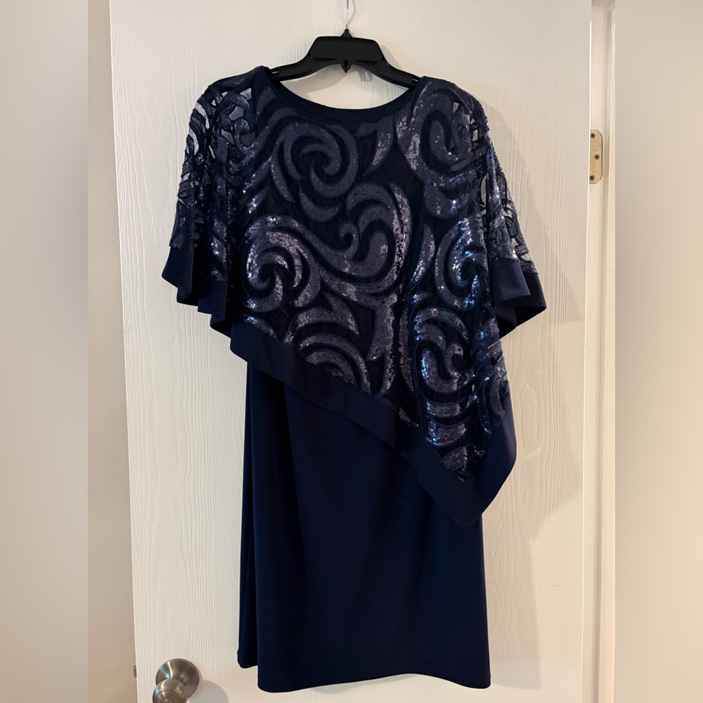 Elegant Navy Sequin Dress mother of bride wedding formal